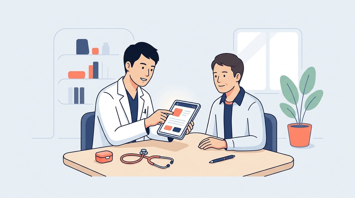 医師とAGAについて相談する患者のイラスト(AGAとは)